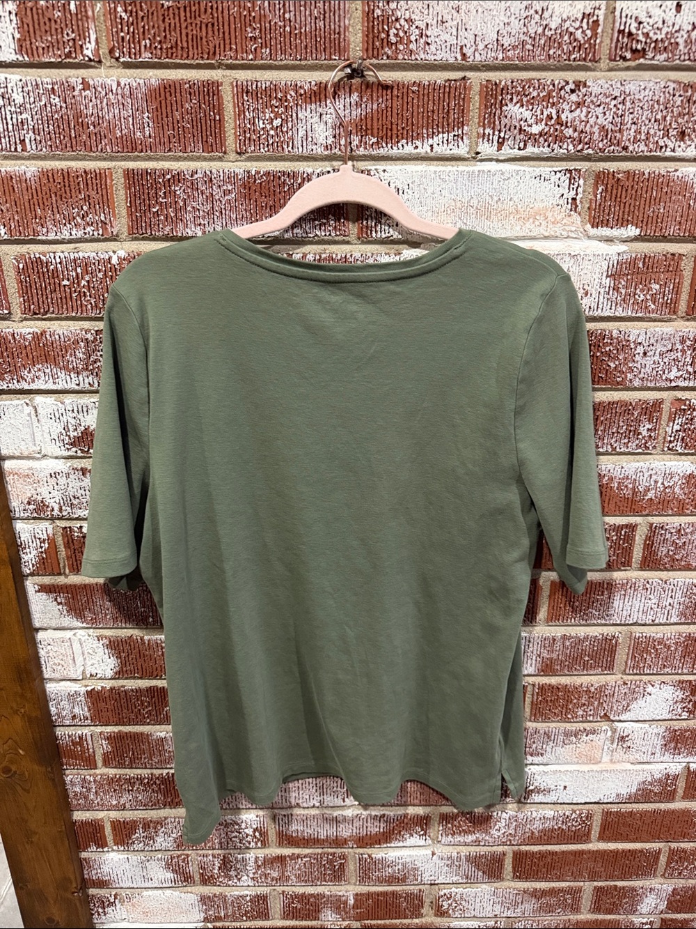 Talbots Pima Cotton Olive Green V-Neck Tee XL Short Sleeve Closet Staple - Picture 5 of 5